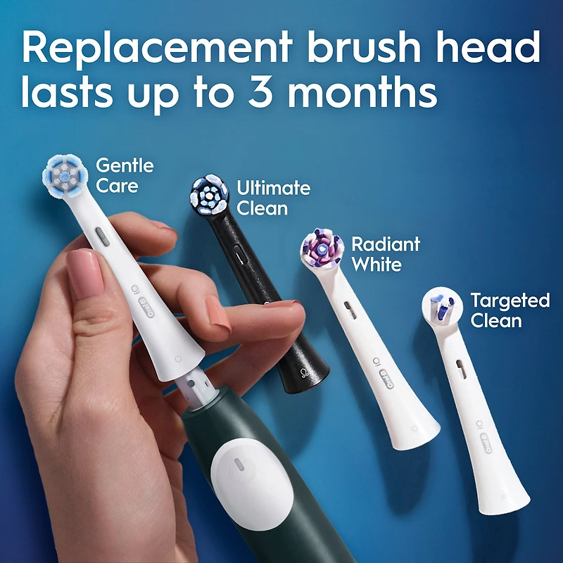 Brosse à dents électrique rechargeable Oral-B iO Série 2, vert forêt avec 1 brossette soins doux – Capteur automatique de pression pour protéger les gencives – 3 modes –