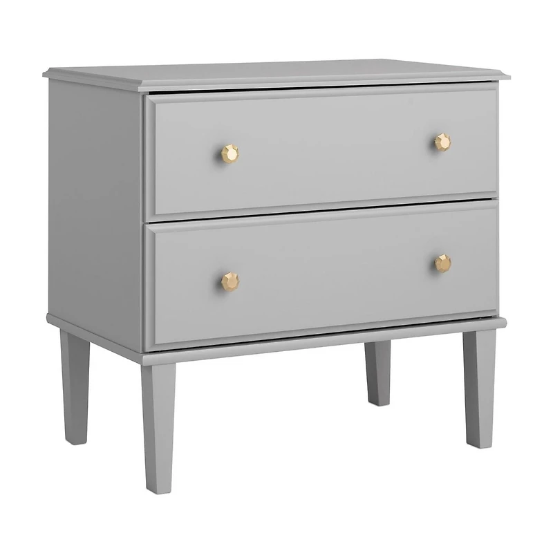 Prepac Lux Grey 2 Drawer 16"D x 27.75"W x 25"H Nightstand