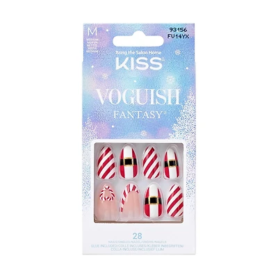 KISS Voguish Fantasy Ongles Autocollants des Fêtes - Longueur Moyenne, Forme Cercueil