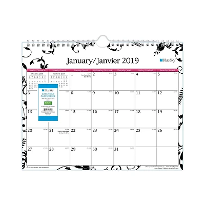 Calendrier mural Blue Sky pour 2019