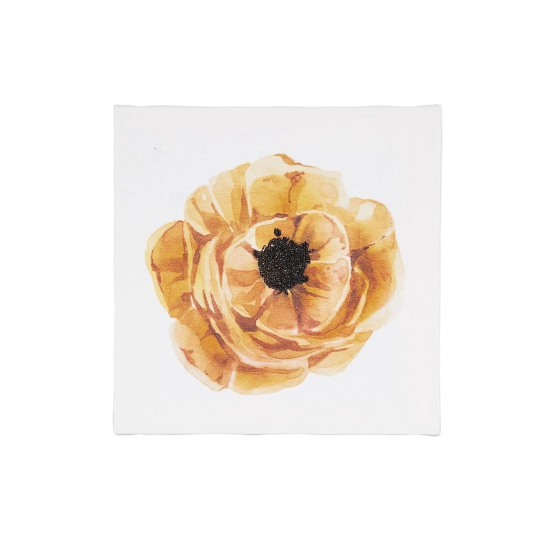 Toile embellie fleur orange 15,2 cm L x 15,2 cm H