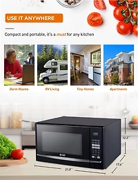 Micro-ondes Commercial Chef de 1,4 pied cube avec 10 niveaux de puissance, petit micro-ondes avec bouton-poussoir, micro-ondes de 1 100 watts avec panneaux de commande numériques