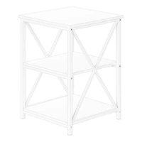 Monarch Specialties Accent Table, Side, End, Nightstand, Lamp, Living Room, Bedroom, White Laminate, White Metal, Contemporary, Modern