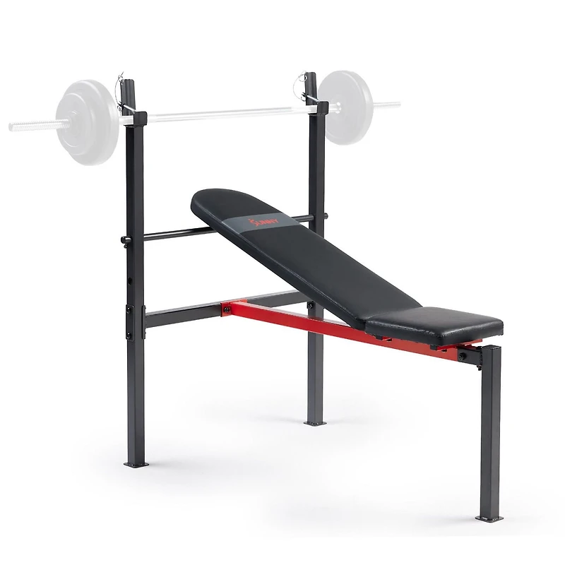 Banc de Musculation Inclinable Standard Réglable Sunny Health & Fitness, Développé Couché avec Rack pour Barre, Entraînement Complet du Corps et Renforcement Musculaire Multifonction pour Salle de Spo