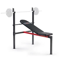 Banc de Musculation Inclinable Standard Réglable Sunny Health & Fitness, Développé Couché avec Rack pour Barre, Entraînement Complet du Corps et Renforcement Musculaire Multifonction pour Salle de Spo