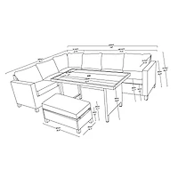 Better Homes & Gardens Brookbury 4-Piece Steel Outdoor Sectional Dining Set with Covers and Cushions, Charcoal