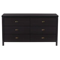 CorLiving Boston Modern Engineered Wood 6 Drawer Wide Adult Dresser with Interlocking Drawers, Black