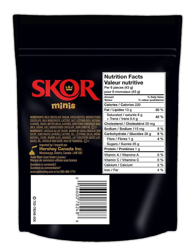 SKOR Minis Candy, 191g, SKOR Minis Candy