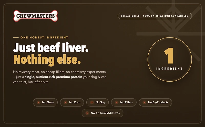 Chewmasters Freeze Dried Beef Liver Bites 500g - Dog Treats