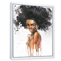 Designart Portrait of African American Woman VII FLOAT FRAME WALL ART