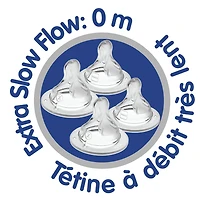Tétines pour biberon MAM, tétine à débit tres lent niveau 0 (ensemble de quatre), pour nouveau-nés, tétines en silicone SkinSoft pour biberons de bébé, convient à tous les biberons MAM