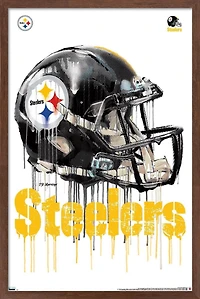 NFL Pittsburgh Steelers - Drip Helmet 20 Wall Poster, 22.375" x 34" Framed