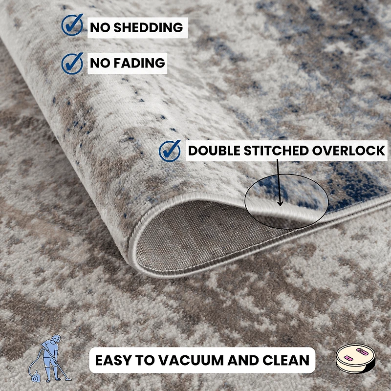 Rug Branch Havana 2' x 14' (Exact Size: 2'3" x 14') Abstract Indoor Runner Rug, Blue Navy, Contemporary - Entryway, Hallway, Bathroom, and Kitchen