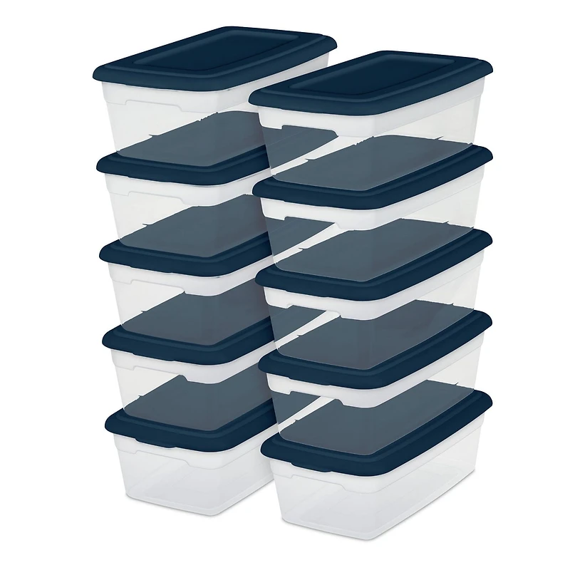 Sterilite Set of (10) 5.7 L Storage Boxes Marine Blue