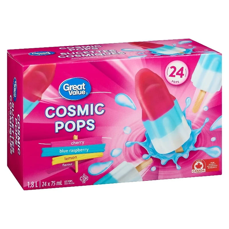 Great Value Cosmic Ice Pops in a box, 24 x 75 mL (1.8 L)