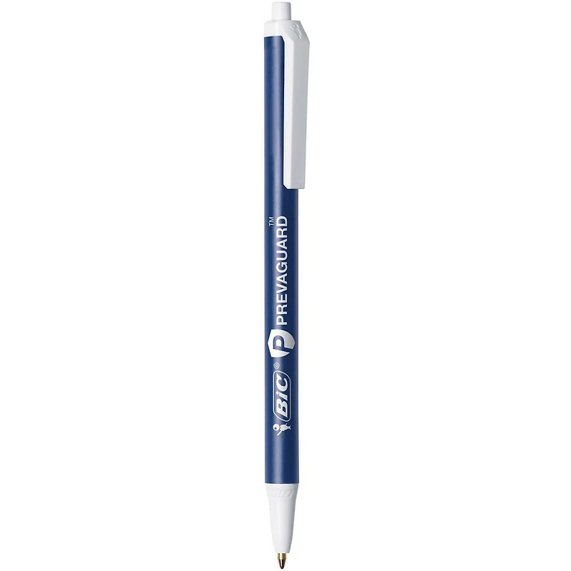Stylo-bille rétractable BIC PrevaGuard Clic Stic, bleu, taille de pointe moyenne de 1,0 mm, écriture douce et polyvalente Paquet de 5