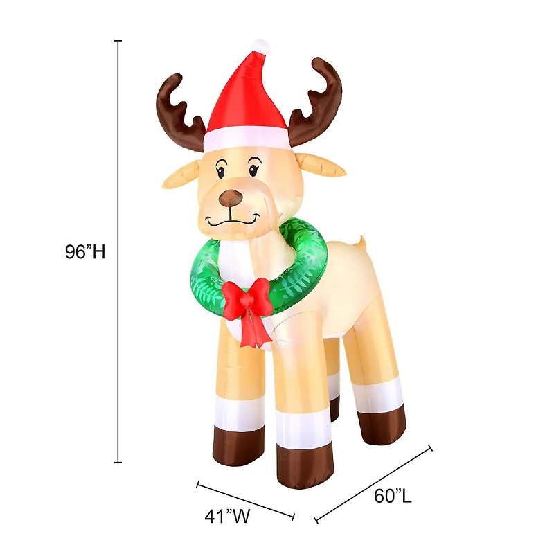 Occasions Christmas 8 Foot Inflatable Reindeer With Wreath