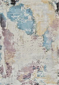 Tapis d'interieur abstrait Rug Branch Nomad, beige bleu, moderne - Salon, chambre, salle a manger et cuisine