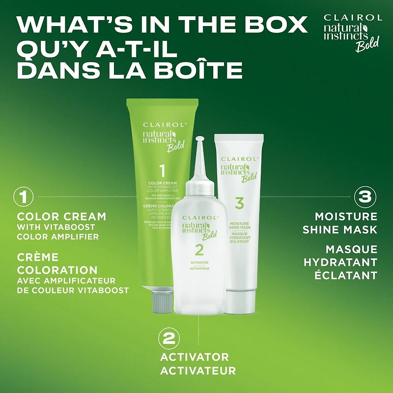 Clairol Natural Instincts Bold Permanent Hair Dye with 0% ammonia, 0% AMMONIA