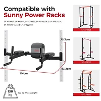 Sunny Health & Fitness Adjustable Captains Chair Multi-Function Dip Station, Push-Up, Leg Raises & Core Workout Attachment with Adjustable Height - SF-XFA008