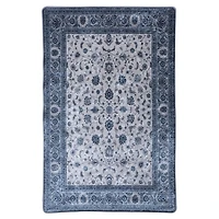 Colle tapis motif orientale en détresse, gris argent / bleu