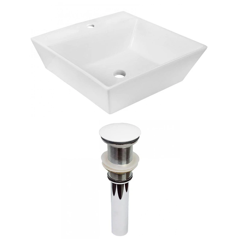 American Imaginations AI-31399 16,5 pouces W au-dessus du navire blanc de compteur pour le perçage de centre de 1 trou