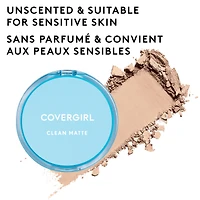 COVERGIRL Poudre pressée Clean Matte, fini mat et lisse, léger, peau sans brillance, formule sans huile, 100% Sans Cruauté