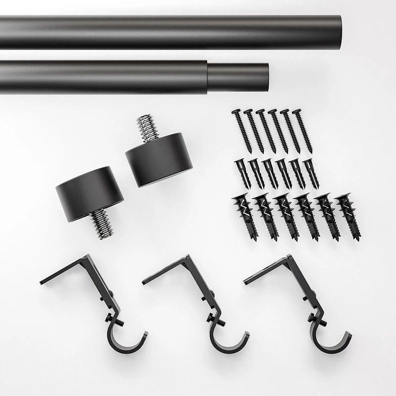 Tringle à rideaux réglable Better Homes & Gardens capuchon embout noir mat de 2,5 cm (106,6 cm à 304,8 cm)