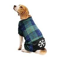 Way to Celebrate Vêtements pour chiens : Pyjama en molleton pour chiens, carreaux bleu et vert avec une sérigraphie flocon de neige, taille XS-XL