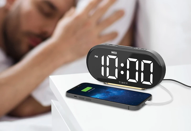 Horloge réveil double Timex avec double charge USB et veilleuse