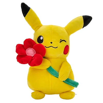 Pokémon 8" Valentines Plush - Pikachu holding Flower