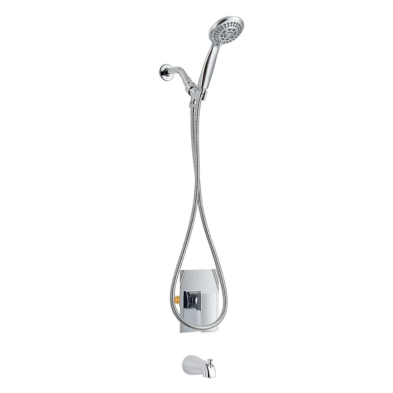 Ensemble INA à pression balancée d'akuaplus® valve connexion PEX 1/2 po avec Douchette et bec de bain 5 1/4 po x 1/2 po raccord lisse fini chrome