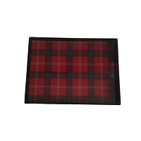 HOLIDAY TIME PLASTIC RECTANGLE SERVING TRAY RED PLAID DESIGN 18.9IN