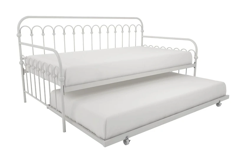 Novogratz Bright Pop Metal Daybed with Trundle, Off White, Twin