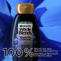 Garnier Whole Blends Magnetic Charcoal Purifying Shampoo for Greasy Scalp, Hydrates Dry Ends for Up to 48-Hours, with Charcoal - 346ml, Purifies greasy scalp