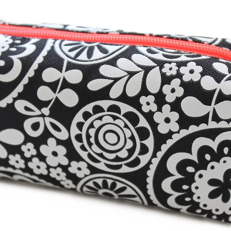 Pen+Gear Black & White Pencil Pouch with Geo Floral Print