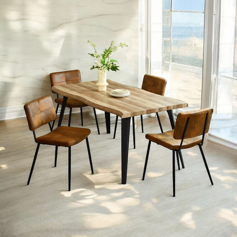 Ensemble table à manger 5 pièces Homy Casa avec plateau en imitation noyer et 4 chaises