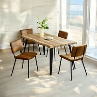 Ensemble table à manger 5 pièces Homy Casa avec plateau en imitation noyer et 4 chaises