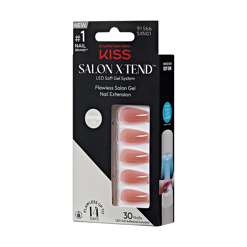 KISS Système Ongles de couleur Salon X-Tend, Flowers, Long Ballerine, 30u. Seamless Underlash
