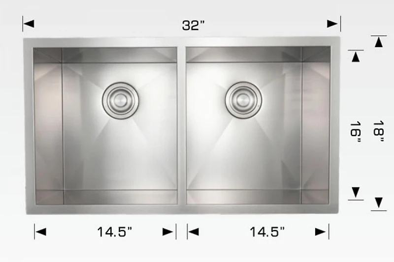 American Imaginations 32-in. W CSA Approved Stainless Steel Kitchen Sink With 2 Bowl And 18 Gauge