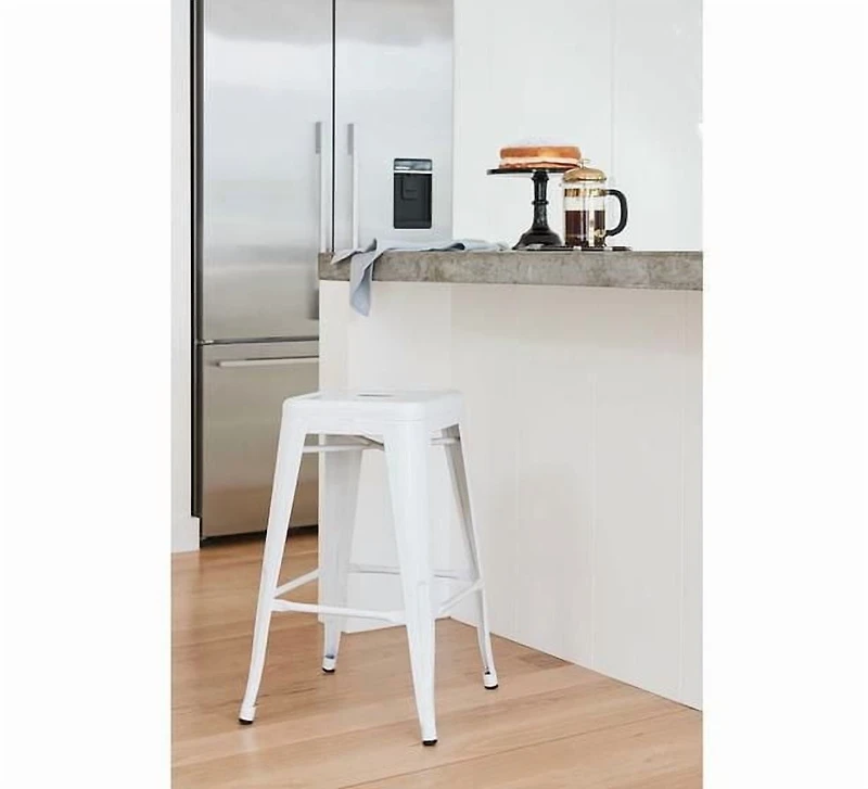 White Tolix Stool, solid metal frame, Counter 26"H, Stool Chair Ideal for Kitchen Island Counter.