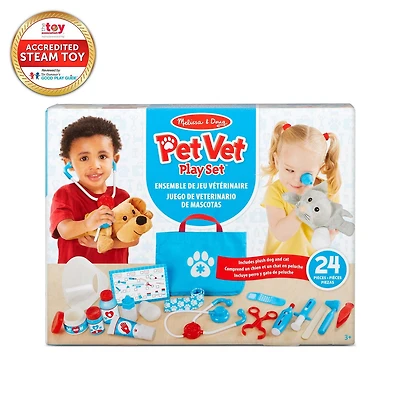 Melissa & Doug Examiner et traiter l’ensemble de jeu vétérinaire pour animaux de compagnie (24 pièces) Ensemble de jeu vétérinaire
