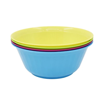 Mainstays Assorted Colour Plastic Bowl Set, 4pc, 50% Recycled Material