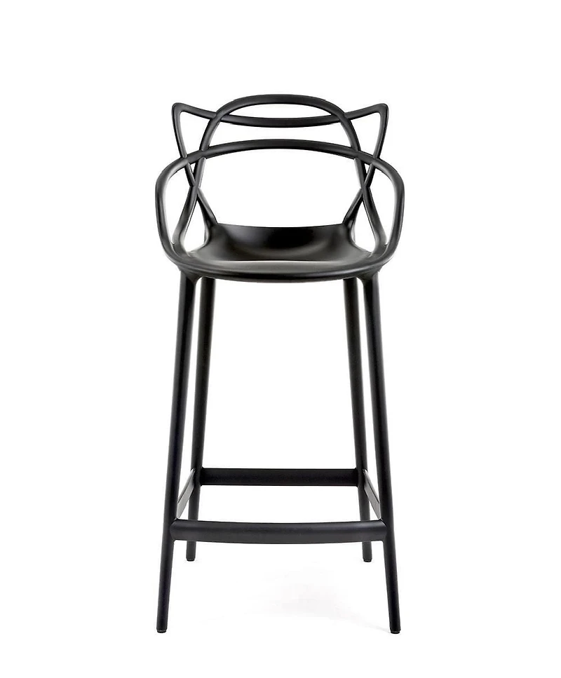 Tabouret moderne du milieu du siècle en polypropylène Kooper enchevêtré en blanc, intérieur - tabouret d'extérieur, Tabouret de cuisine, Tabouret de restaurant