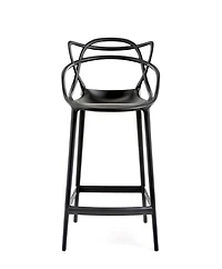 Tabouret moderne du milieu du siècle en polypropylène Kooper enchevêtré en blanc, intérieur - tabouret d'extérieur, Tabouret de cuisine, Tabouret de restaurant