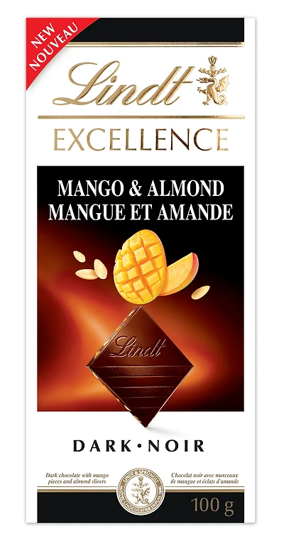 Lindt EXCELLENCE Mango Almond Dark Chocolate Bar, 100 g, 100 g
