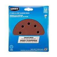 HART Assortiment de papier de sable Rand Orbit de 5 pouces (12-Pack) 80-120-220 Grain