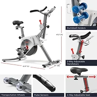 Sunny Health & Fitness Prime Vélo de cyclisme d'intérieur à entraînement par courroie magnétique - SF-B122061