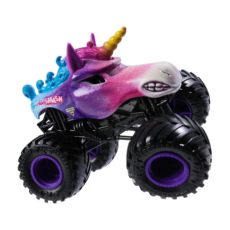 Monster Jam, Monster truck Sparkle Smash officiel, véhicule en métal moulé, échelle 1:64, jouets pour garçons à partir de 3 ans