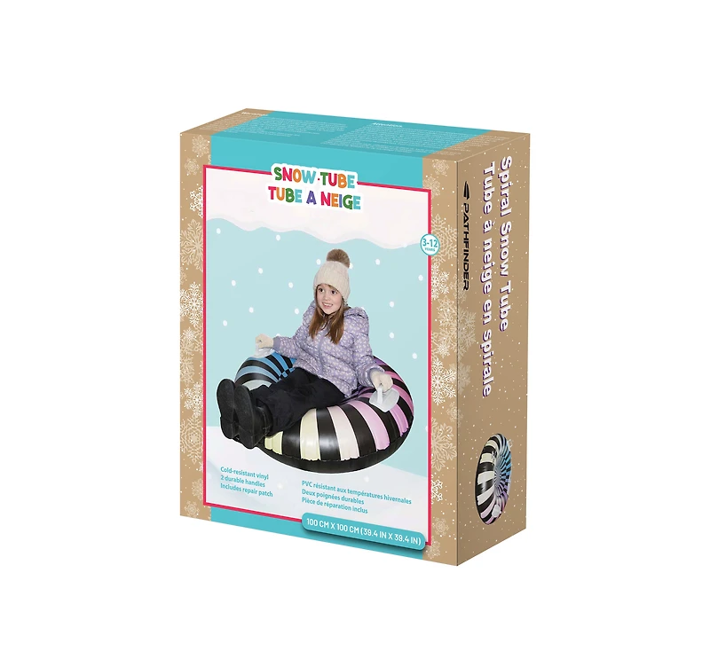 Pathfinder 39" / 100 cm Spiral Inflatable Snow Tube, for ages 3 – 12 years, Winter fun with style!